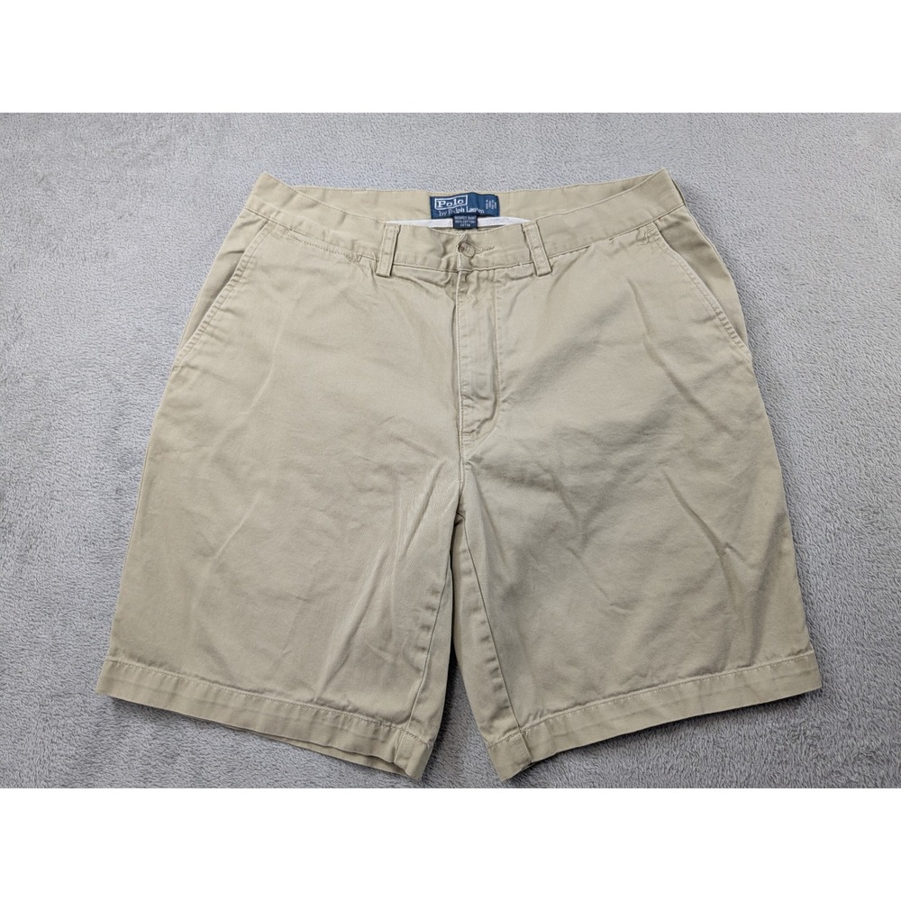 Polo Ralph Lauren Prospect Shorts Mens 34 Khaki Cotton Chino Flat Front 33x8.5